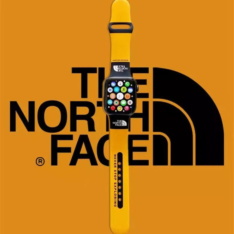 The North Face High Quality Luxurious Designer Classic pattern Leather Apple Watch Band for Series Ultra2 10 9 8 